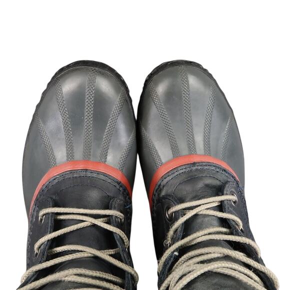 Sorel Boots Men 6 Snow Winter Cheyanne II Leather Rubber Lace Up Waterproof Grey - Picture 11 of 15